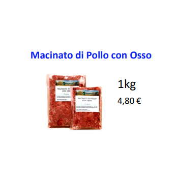 BARF MACINATO DI POLLO CON OSSO 1 KG