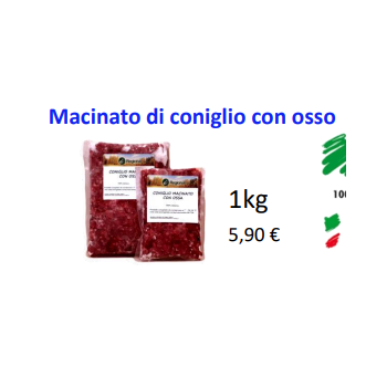 BARF MACINATO DI CONIGLIO CON OSSO 1 KG