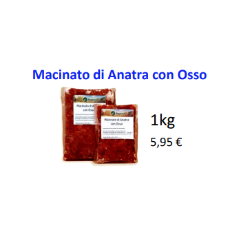 BARF MACINATO DI ANATRA CON OSSO 1 KG