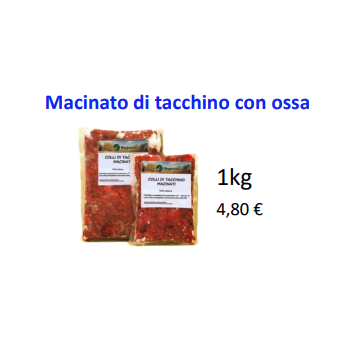 BARF MACINATO DI TACCHINO CON OSSO 1 KG