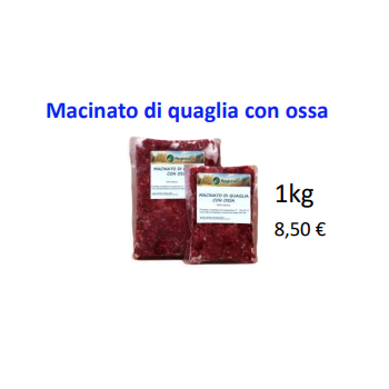 BARF MACINATO DI QUAGLIA CON OSSA 800 gr